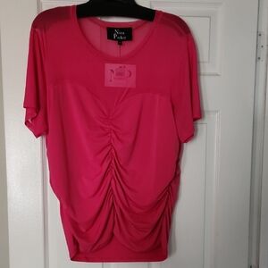 Nina Parker Fuchsia Ruched Blouse